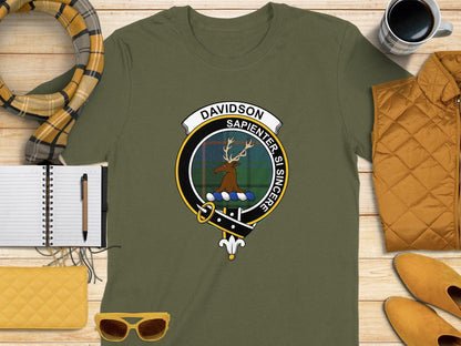 Davidson Clan Scottish Tartan Crest T-Shirt - Celtic Ancestry Gifts