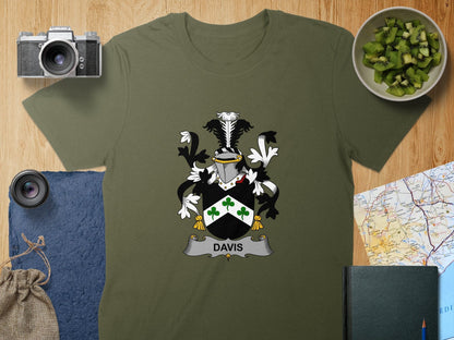 Physical Item S / Military Green Davis Surname Irish Heraldry Unisex T-Shirt