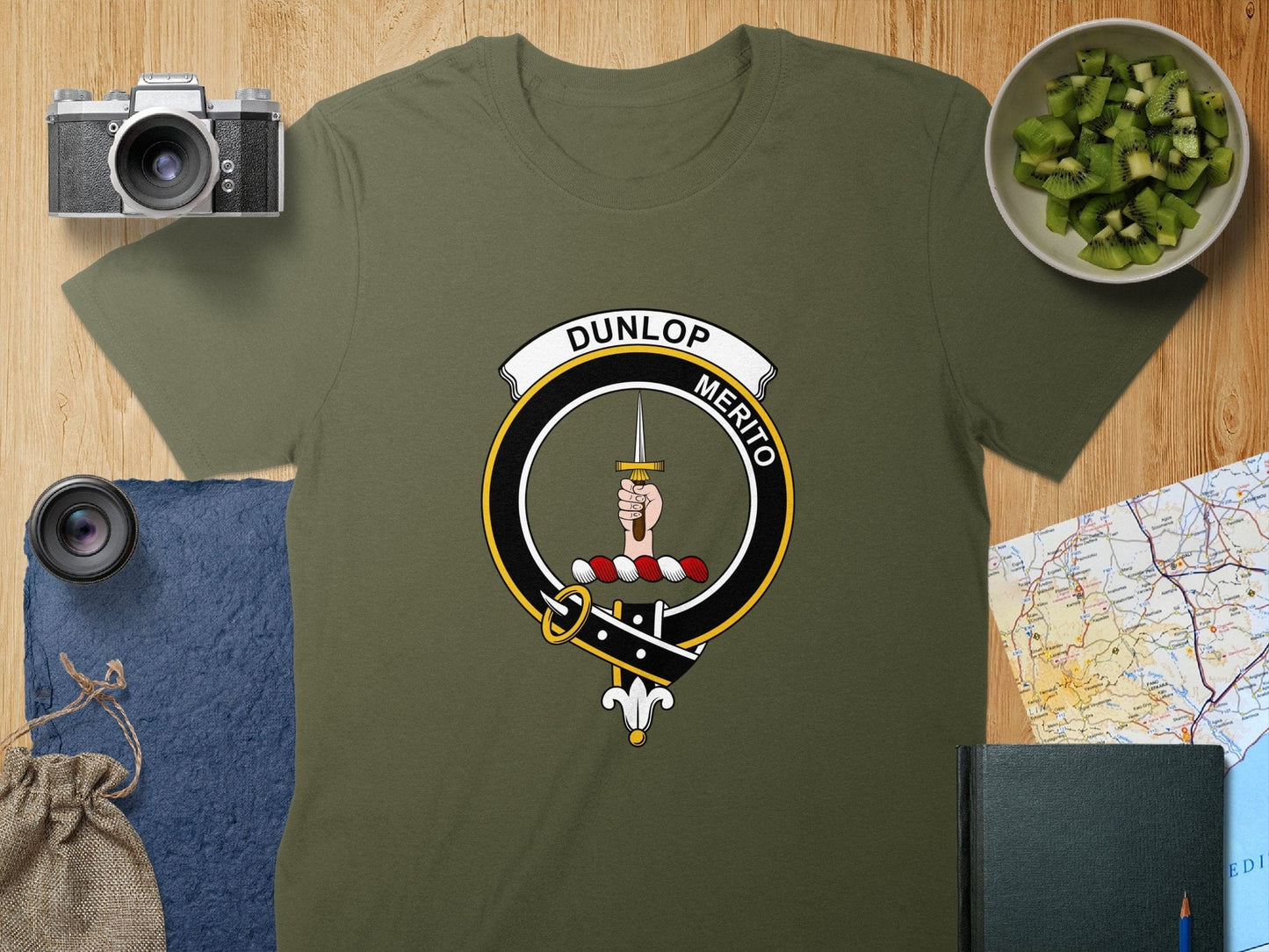 Physical Item S / Military Green Dunlop Clan Crest Scottish Unisex T-Shirt