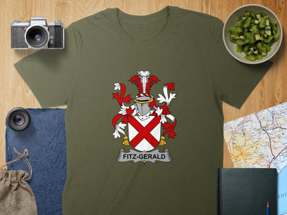 Physical Item S / Military Green Fitz-Gerald Surname Irish Heraldry Unisex T-Shirt