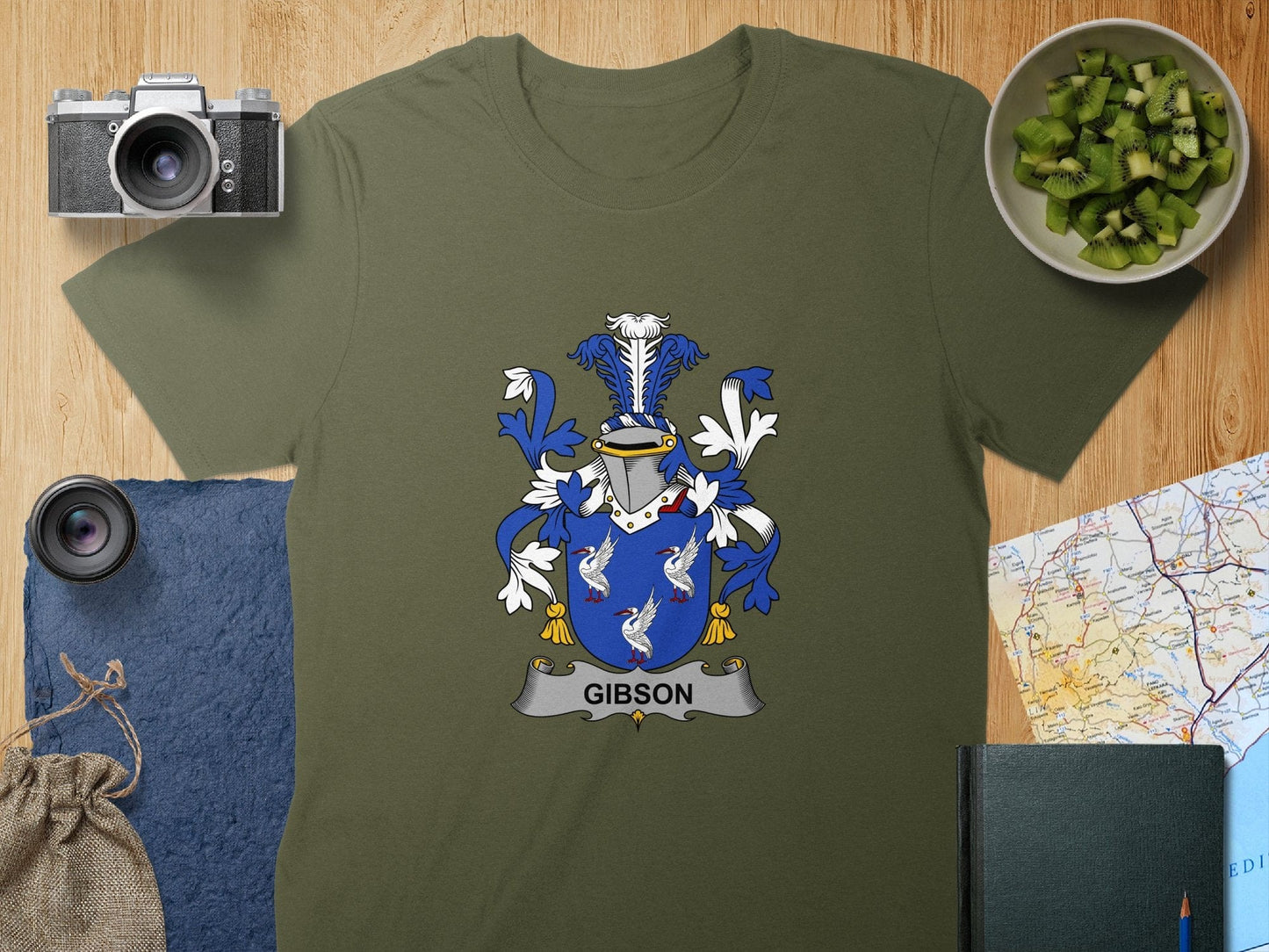 Physical Item S / Military Green Gibson Surname Irish Heraldry Unisex T-Shirt