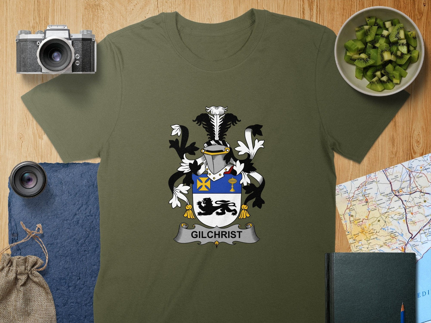 Physical Item S / Military Green Gilchrist Surname Irish Heraldry Unisex T-Shirt