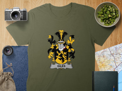 Physical Item S / Military Green Giles Surname Irish Heraldry Unisex T-Shirt