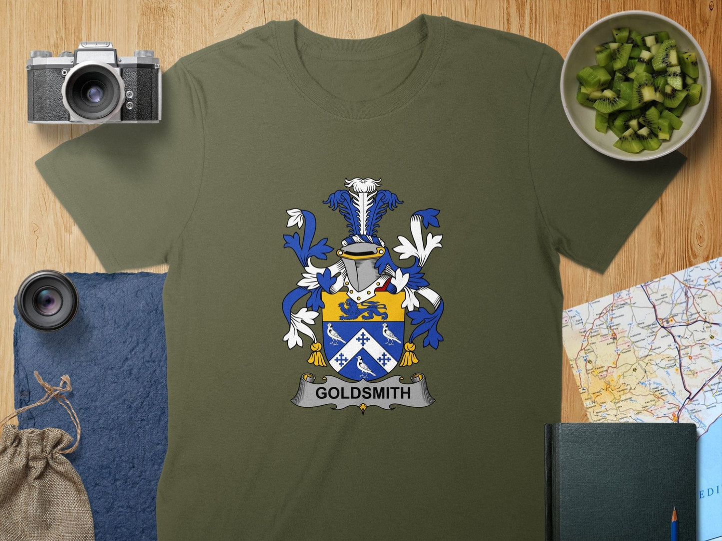 Physical Item S / Military Green Goldsmith Surname Irish Heraldry Unisex T-Shirt