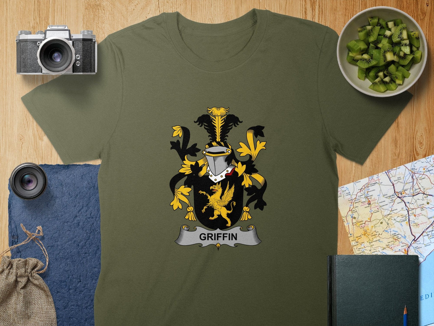 Physical Item S / Military Green Griffin Surname Irish Heraldry Unisex T-Shirt