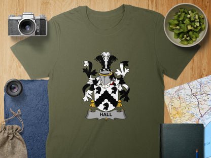 Physical Item S / Military Green Hall Surname Irish Heraldry Unisex T-Shirt