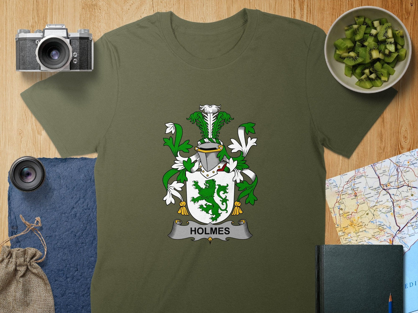 Physical Item S / Military Green Holmes Surname Irish Heraldry Unisex T-Shirt