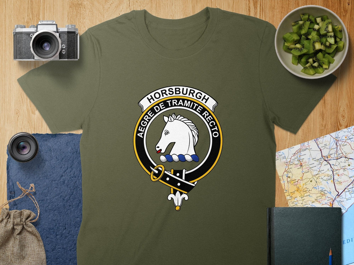 Physical Item S / Military Green Horsburgh Clan Crest Scottish Unisex T-Shirt