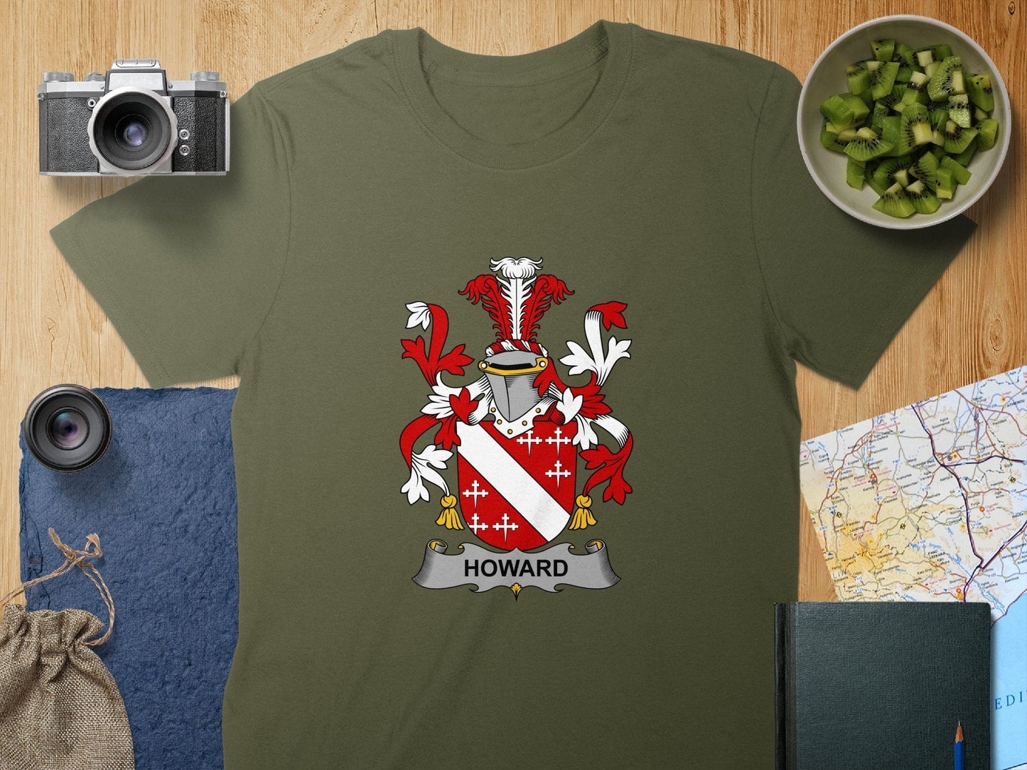 Physical Item S / Military Green Howard Surname Irish Heraldry Unisex T-Shirt