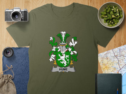 Physical Item S / Military Green Hume Surname Irish Heraldry Unisex T-Shirt