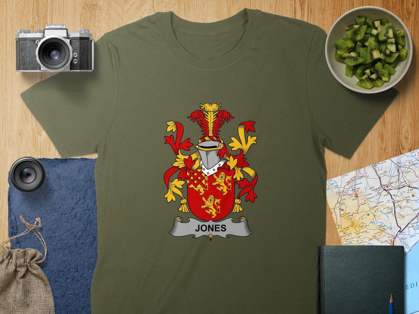 Physical Item S / Military Green Jones Surname Irish Heraldry Unisex T-Shirt