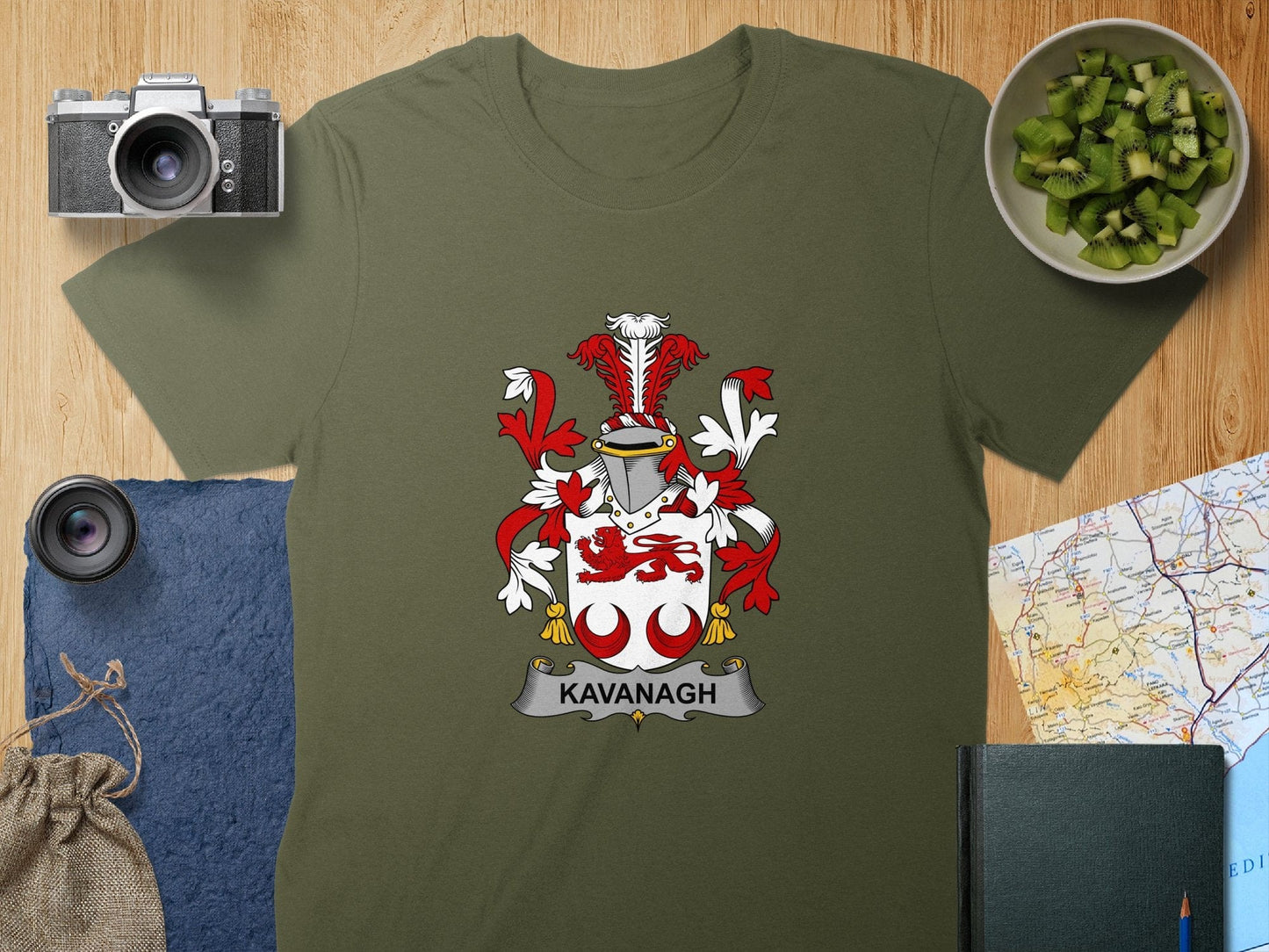 Physical Item S / Military Green Kavanagh Surname Irish Heraldry Unisex T-Shirt