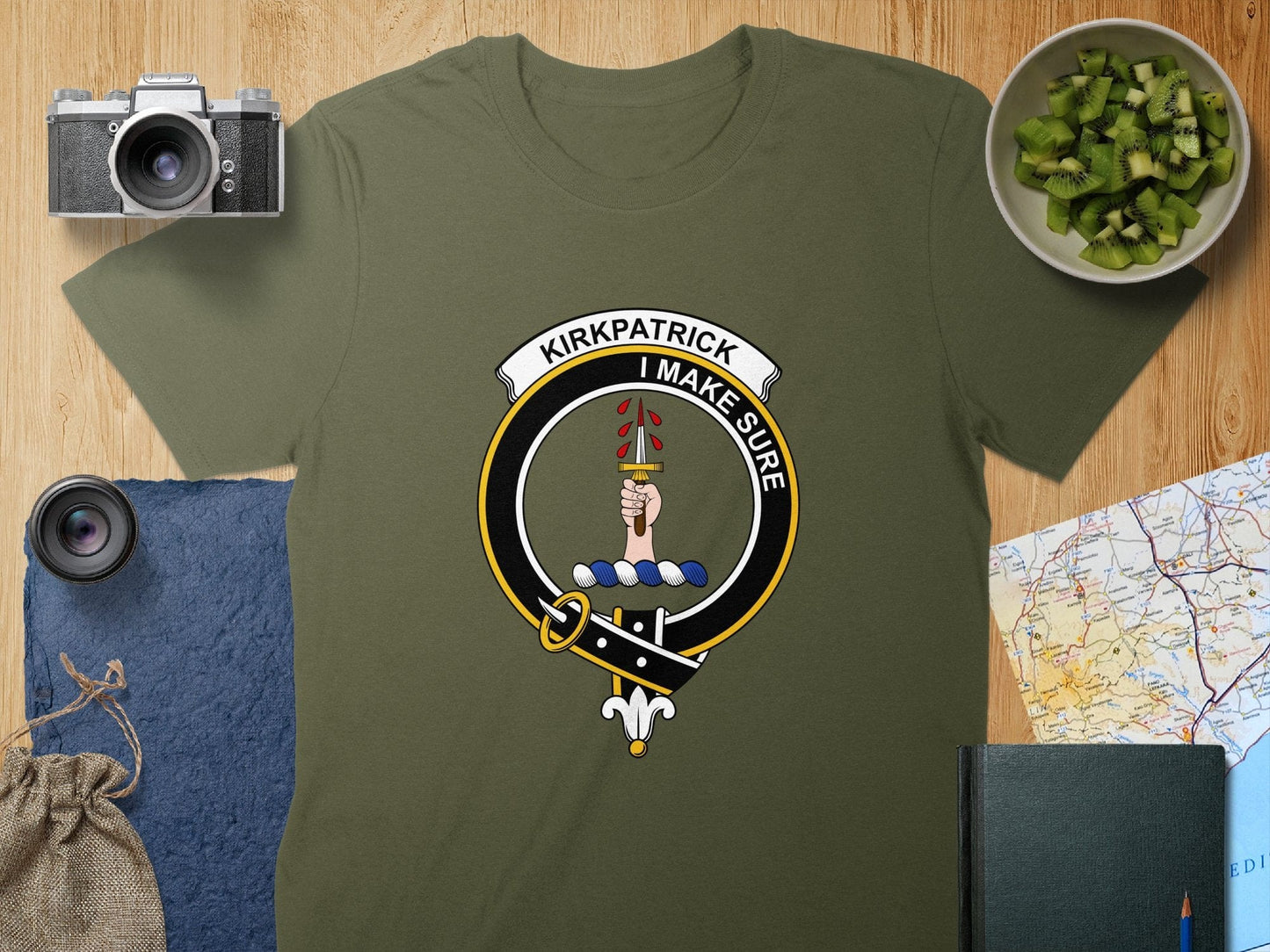 Physical Item S / Military Green Kirkpatrick Clan Crest Scottish Traditional Unisex T-Shirt