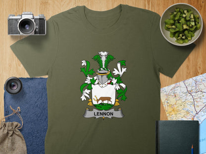 Physical Item S / Military Green Lennon Surname Irish Heraldry Unisex T-Shirt