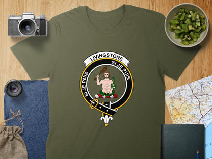 Physical Item S / Military Green Livingstone Clan Crest Scottish Clan T-Shirt