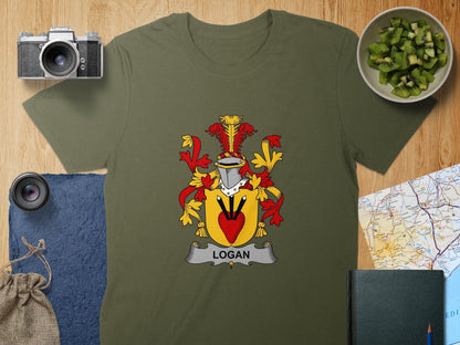 Physical Item S / Military Green Logan Surname Irish Heraldry Unisex T-Shirt