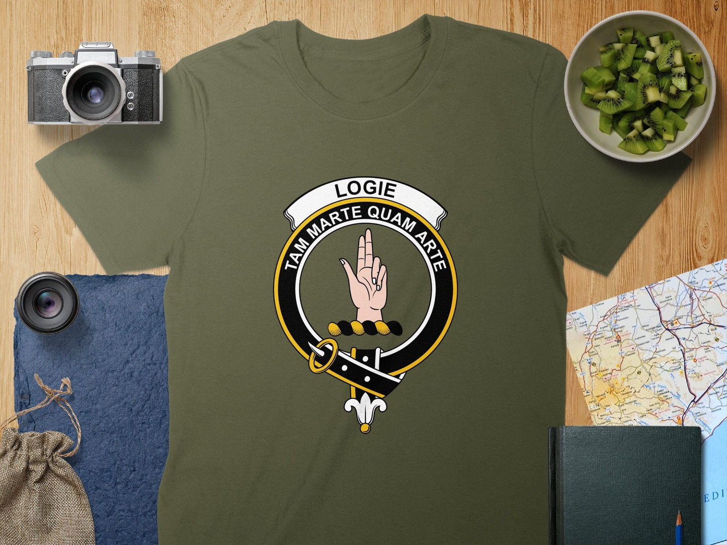 Physical Item S / Military Green Logie Clan Crest Scottish Unisex T-Shirt