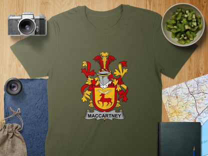 Physical Item S / Military Green MacCartney Surname Irish Heraldry Unisex T-Shirt