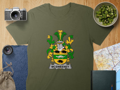 Physical Item S / Military Green McSweeney Surname Irish Heraldry Unisex T-Shirt