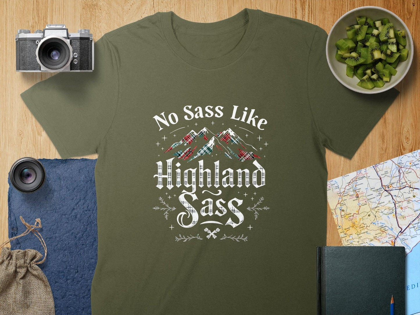 Physical Item S / Military Green No Sass Like Highland Sass Scottish T-Shirts