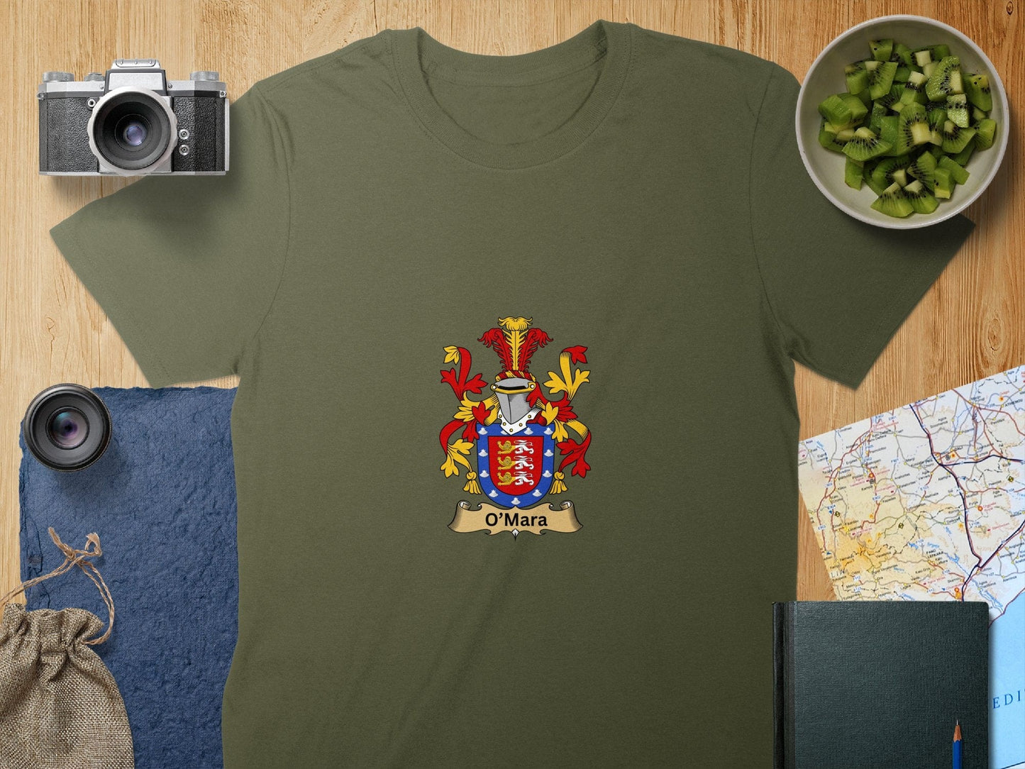 Physical Item S / Military Green O'Mara Surname Irish Heraldry Unisex T-Shirt