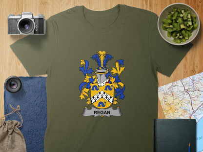 Physical Item S / Military Green Regan Surname Irish Heraldry Unisex T-Shirt