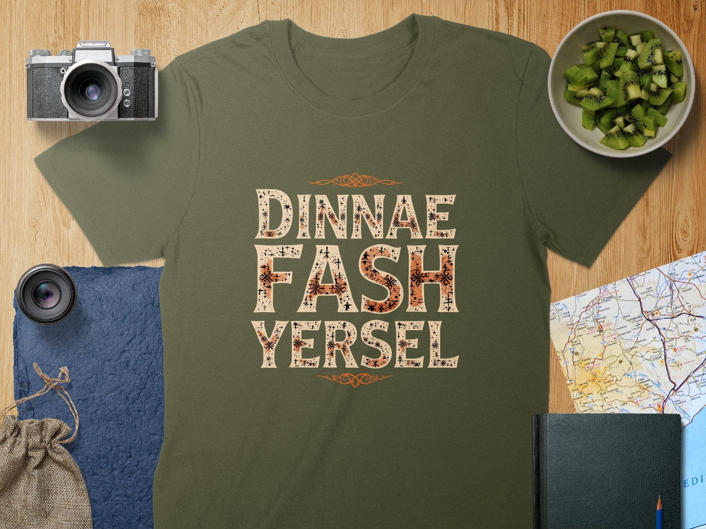 Physical Item S / Military Green Scottish Humor Graphic Dinnae Fash Yersel T-Shirts