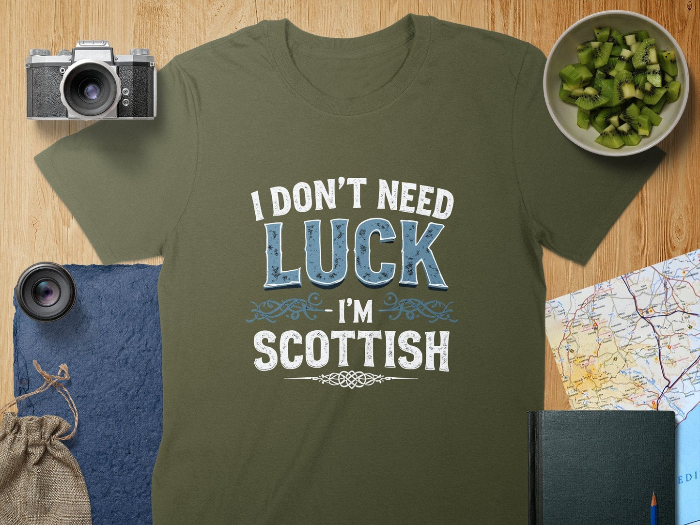 Physical Item S / Military Green Scottish Pride I Don't Need Luck I'm Scottish T-Shirt