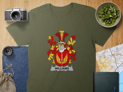 Physical Item S / Military Green Williams Surname Irish Heraldry Unisex T-shirt