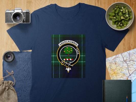 Physical Item S / Navy Abercrombie Clan Scottish Tartan Crest Unisex T-Shirt