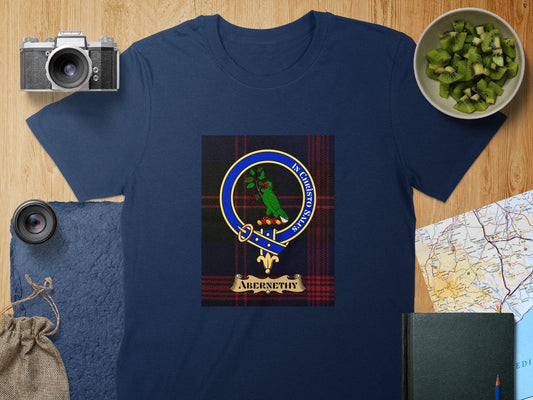 Physical Item S / Navy Abernethy Clan Scottish Tartan Crest Unisex T-Shirt