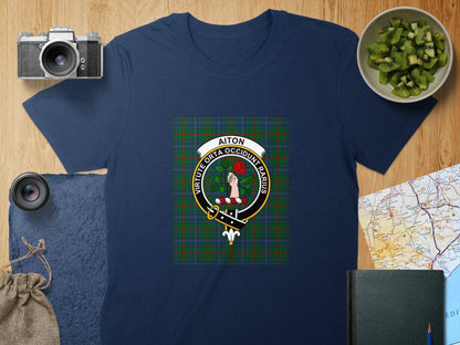 Physical Item S / Navy Aiton Clan Scottish Tartan Crest Unisex T-Shirt