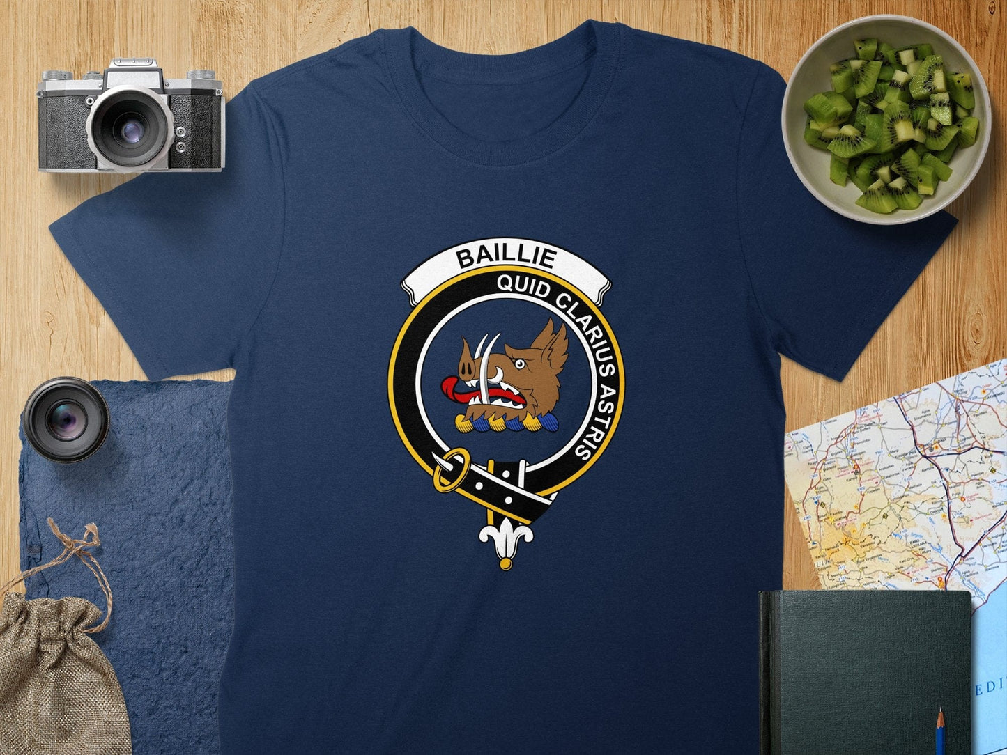 Physical Item S / Navy Baillie Clan Crest Scottish Unisex T-Shirt