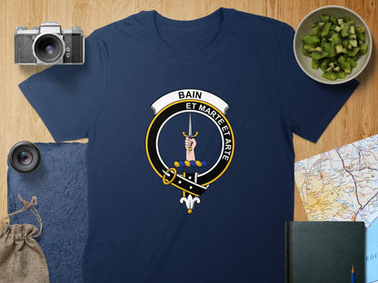 Physical Item S / Navy Bain Clan Crest Scottish Unisex T-Shirt