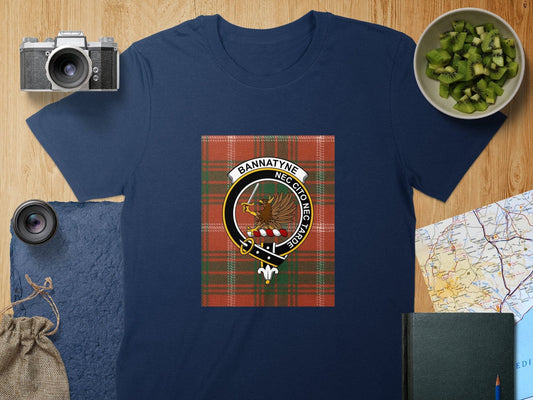 Physical Item S / Navy Bannatyne Clan Scottish Tartan Crest Unisex T-Shirt