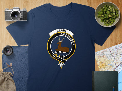 Physical Item S / Navy Blair Clan Crest Scottish Unisex T-Shirt