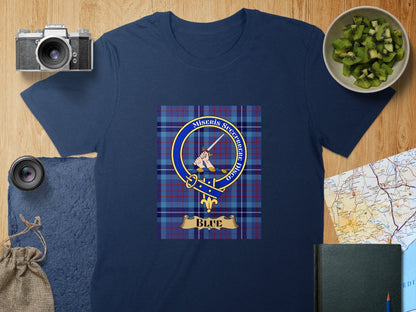 Physical Item S / Navy Blue Clan Scottish Tartan Crest Unisex T-Shirt