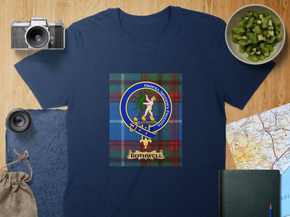 Physical Item S / Navy Bothwell Clan Scottish Tartan Crest Unisex T-Shirt