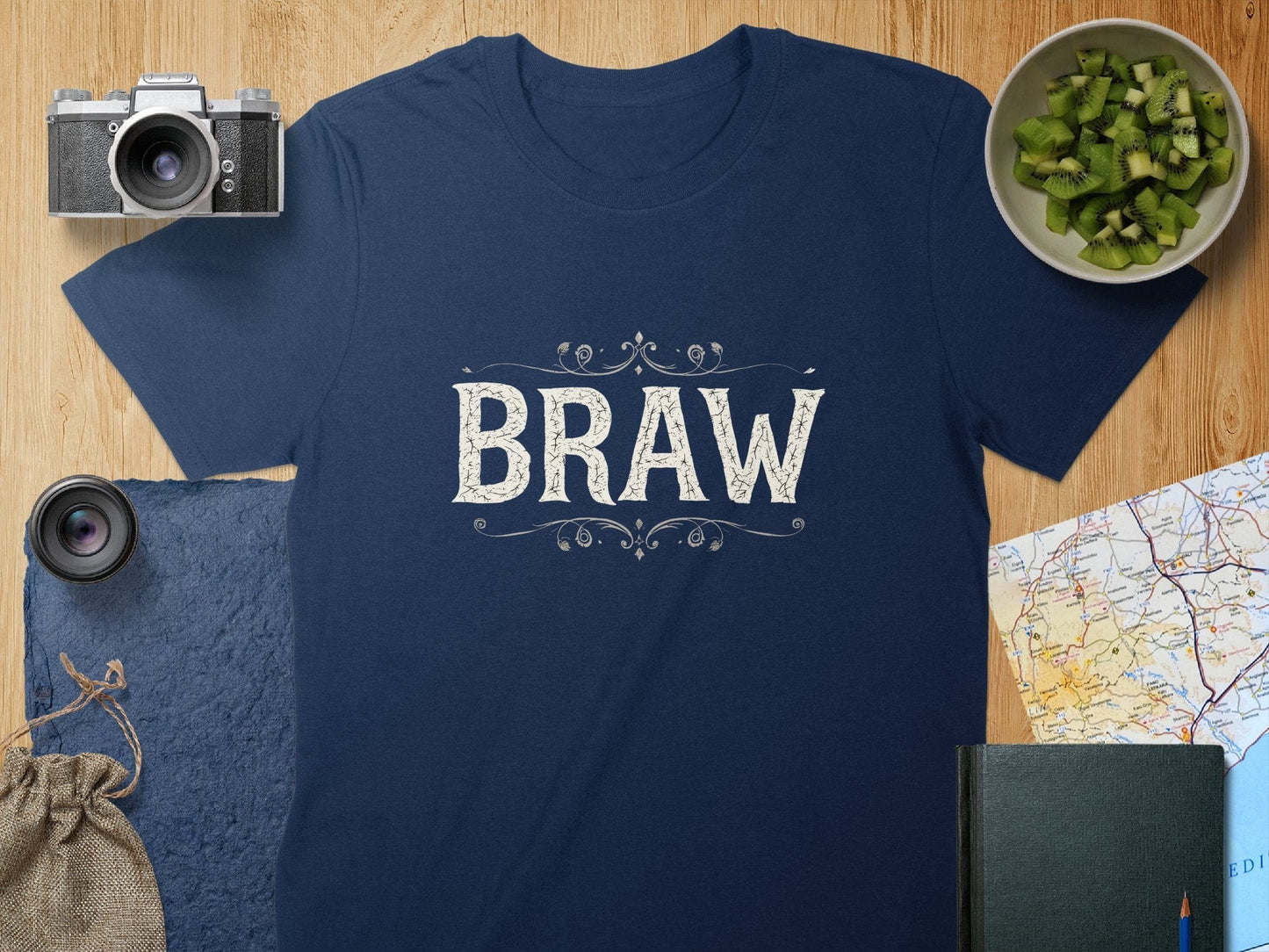 Physical Item S / Navy Braw Scottish Humor Graphic Tee for Fun Lovers T-Shirts