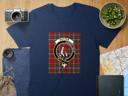 Physical Item S / Navy Butter Clan Scottish Tartan Crest Unisex T-Shirt