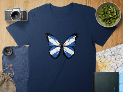 Physical Item S / Navy Butterfly Graphic Scottish Unisex T-Shirts