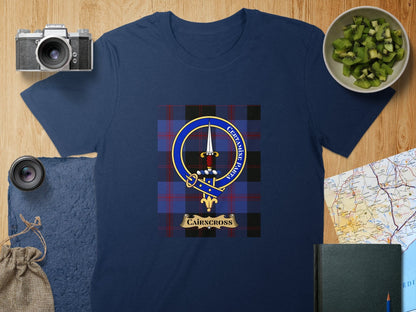 Physical Item S / Navy Cairncross Clan Scottish Tartan Crest Unisex T-Shirt