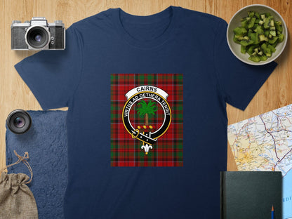 Physical Item S / Navy Cairns Clan Scottish Tartan Crest Unisex T-Shirt