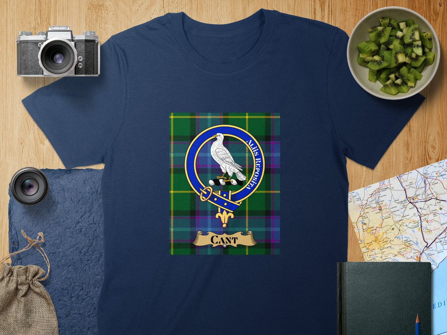 Physical Item S / Navy Cant Clan Scottish Tartan Crest Unisex T-Shirt