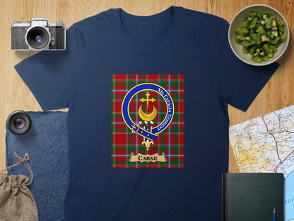 Physical Item S / Navy Carse Clan Scottish Tartan Crest Unisex T-Shirt