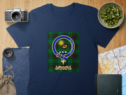 Physical Item S / Navy Carstairs Clan Scottish Tartan Crest Unisex T-Shirt