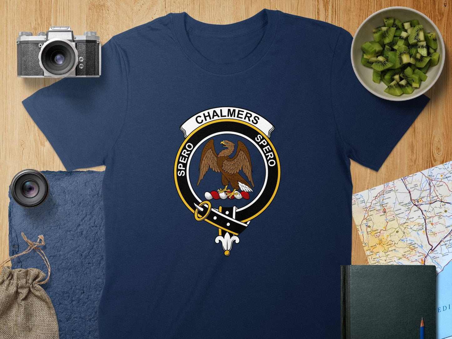 Physical Item S / Navy Chalmers Clan Crest Spero Spero Symbol T-Shirt