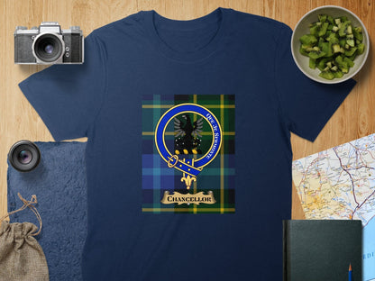 Physical Item S / Navy Chancellor Clan Scottish Tartan Crest Unisex T-Shirt