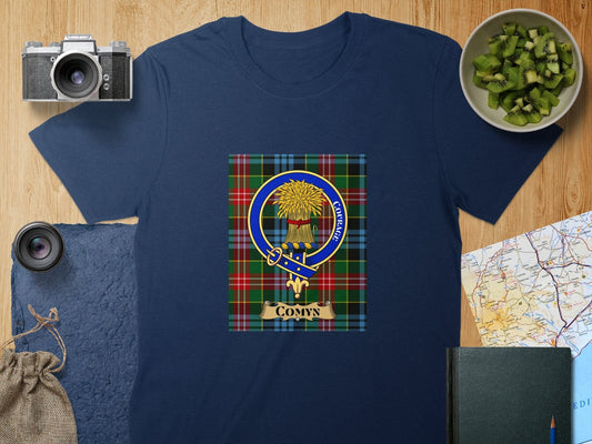 Physical Item S / Navy Comyn Scottish Clan Courage Crest T-Shirt