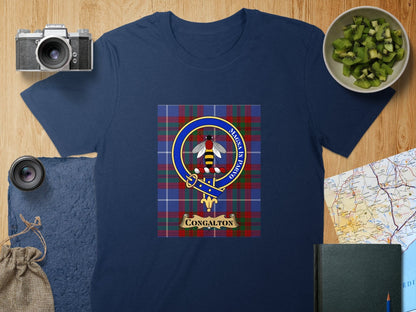 Physical Item S / Navy Congalton Clan Scottish Tartan Crest Unisex T-Shirt